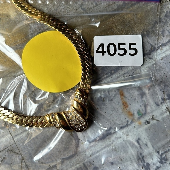 Signed Erwin Pearl Collar Necklace Snake Chain Rhinestones Vintage 4055 Y - Picture 8 of 9